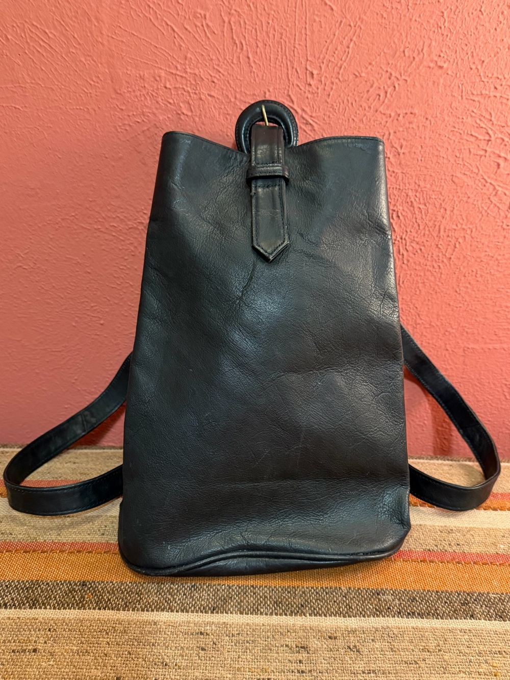 Boulder Ridge Black Leather Cowhide Mini Backpack Tote Purse Bag SEE PICTURES